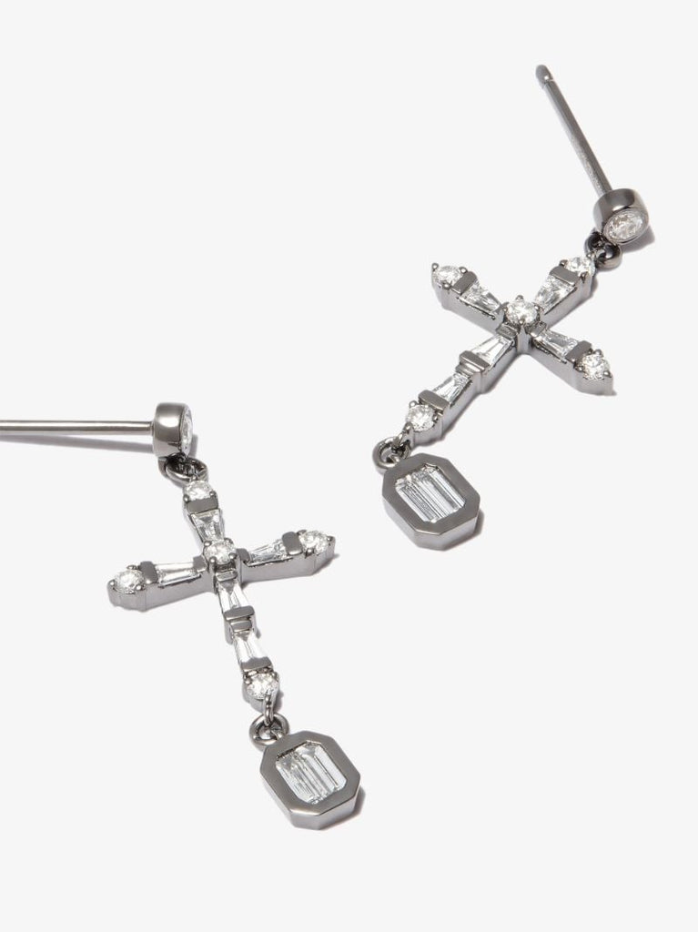 18k Black Gold Cross Diamond Earrings