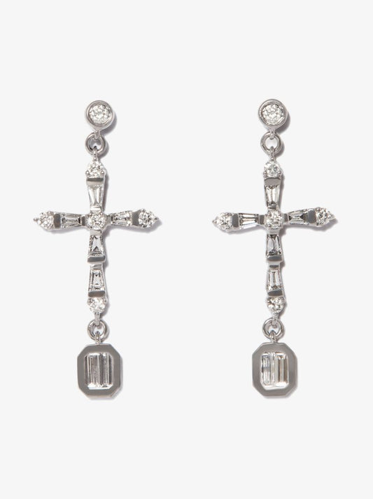 18k Black Gold Cross Diamond Earrings