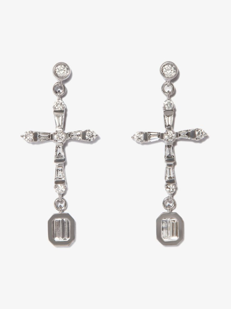 18k Black Gold Cross Diamond Earrings