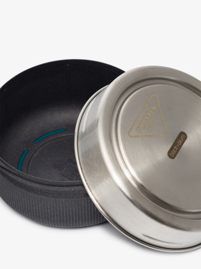 X Black + Blum Silver Tone Round Lunch Box