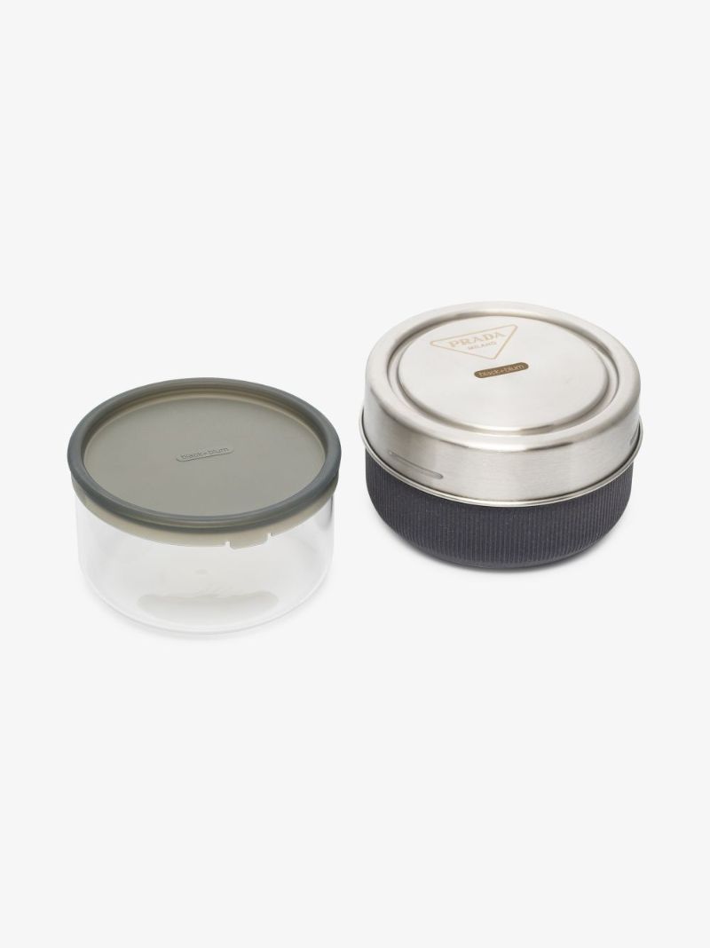 X Black + Blum Silver Tone Round Lunch Box