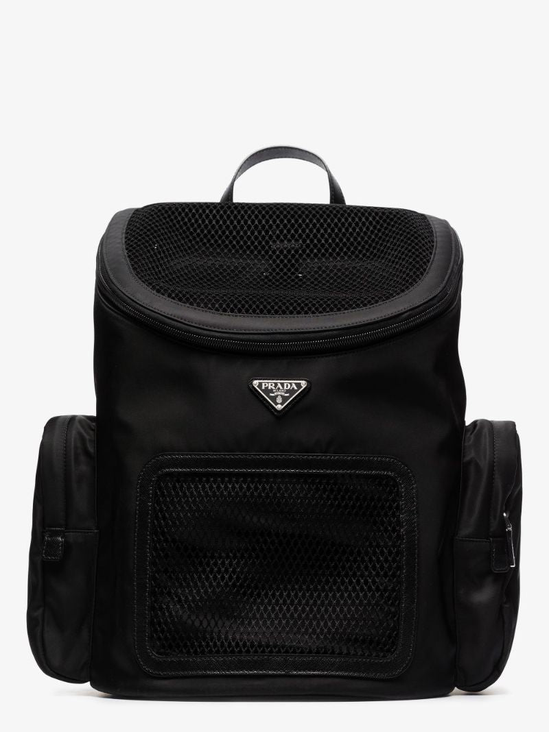 Black Logo Plaque Pet Carrier Backpack