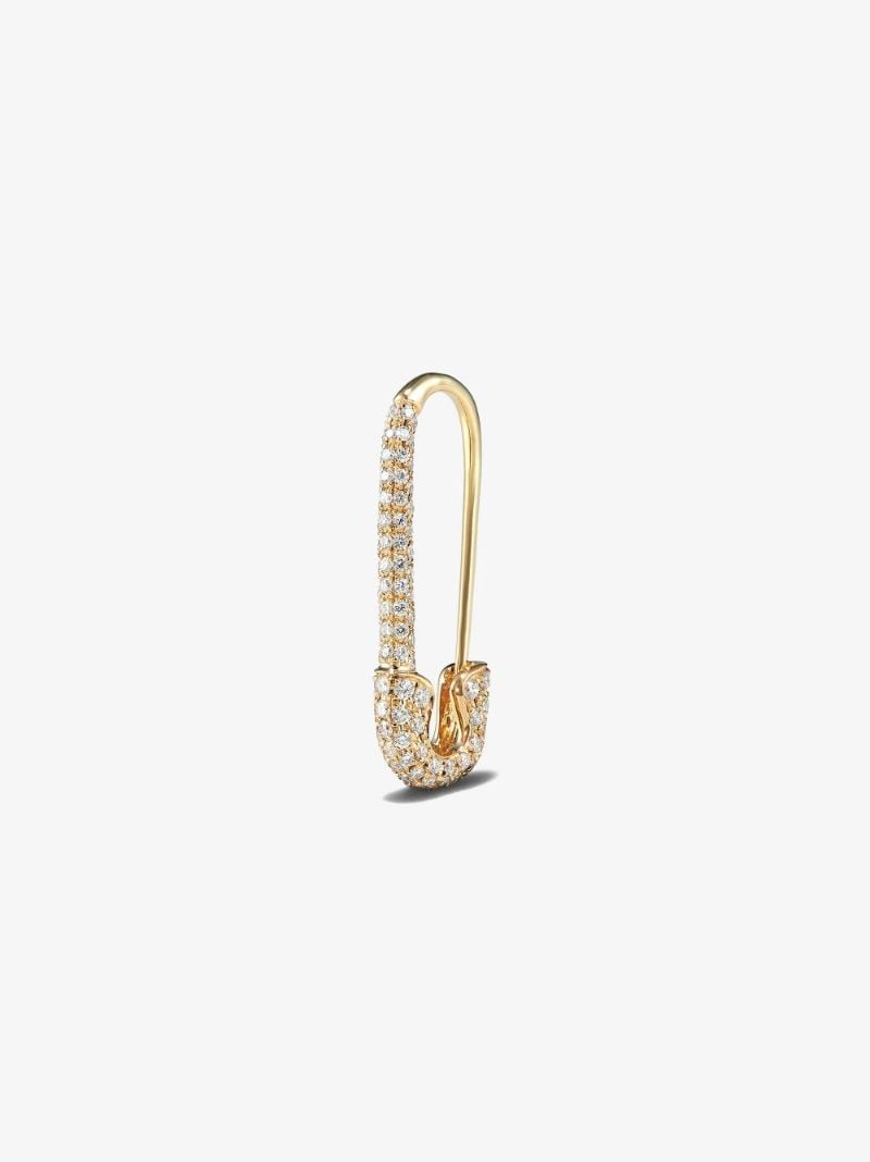 18k Yellow Gold Safety Pin Diamond Earring