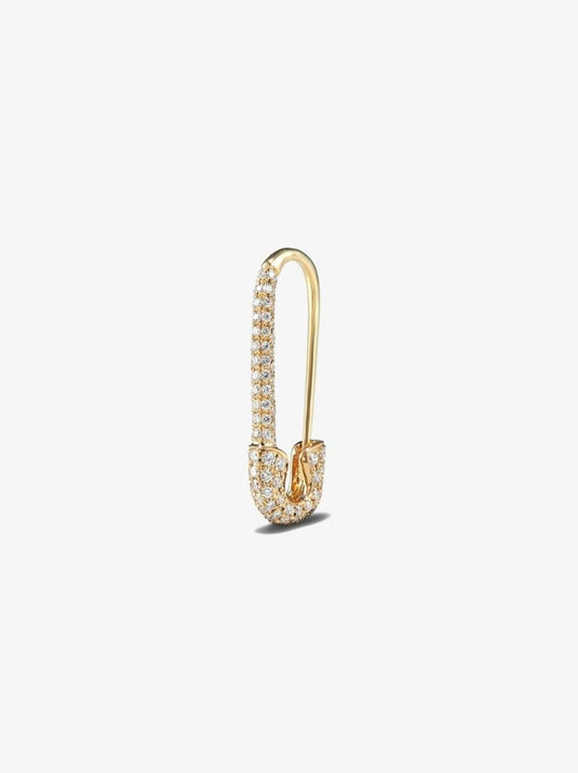 18k Yellow Gold Safety Pin Diamond Earring