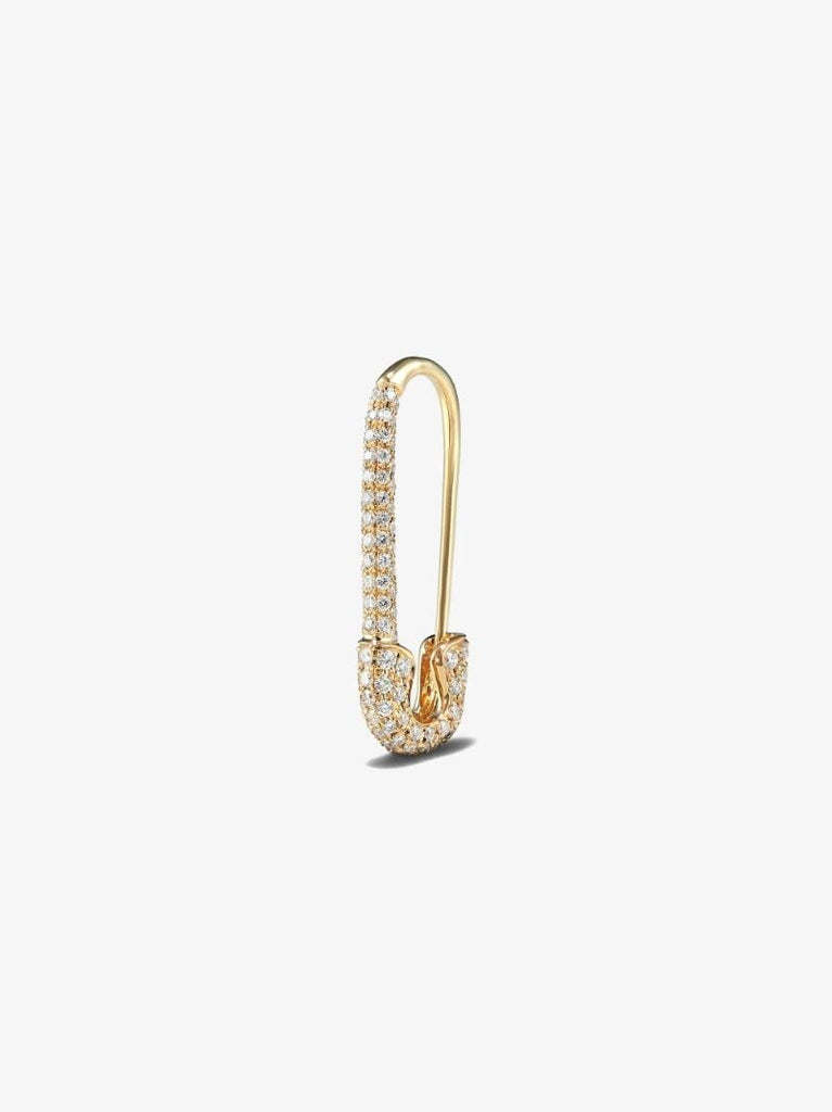 18k Yellow Gold Safety Pin Diamond Earring