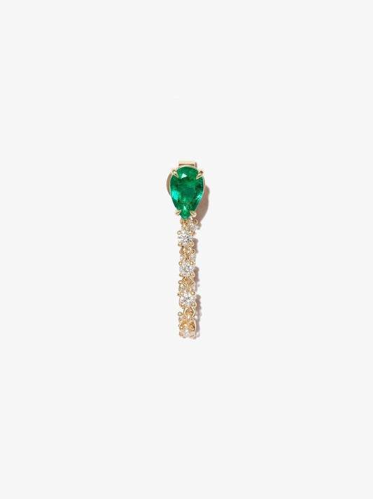18k Yellow Gold Emerald Loop Diamond Earring