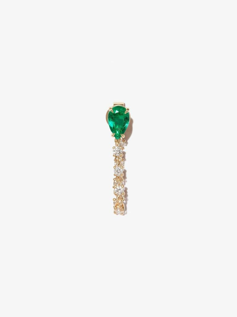 18k Yellow Gold Emerald Loop Diamond Earring