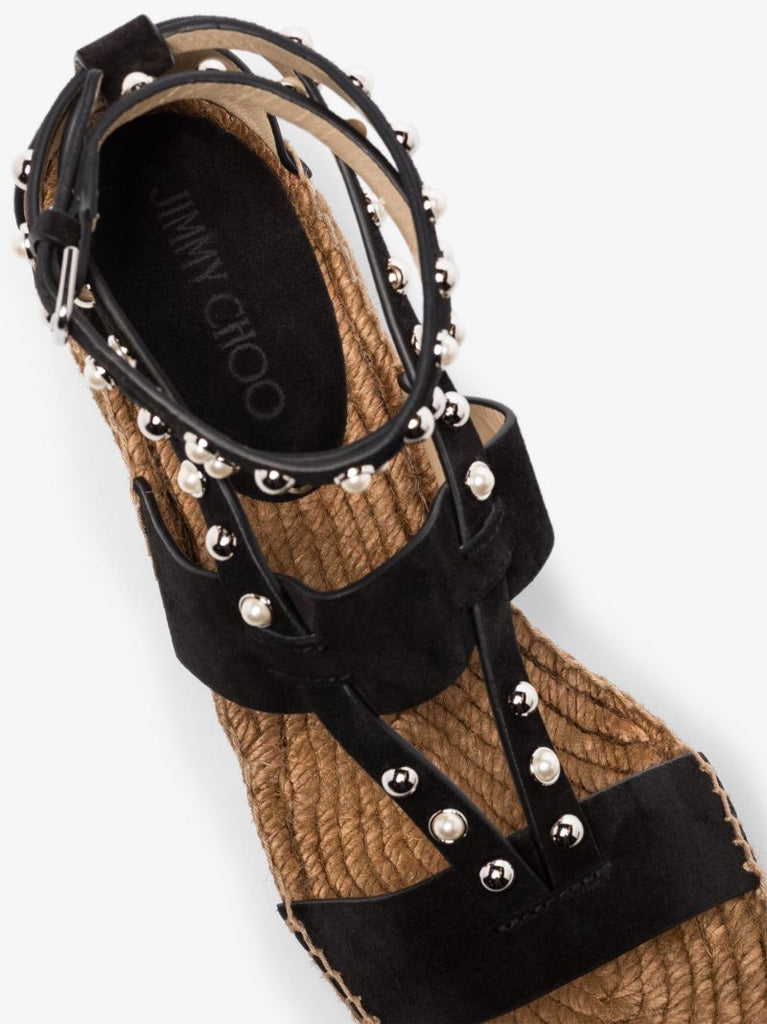 Black Danica 80 Suede Wedge Sandals