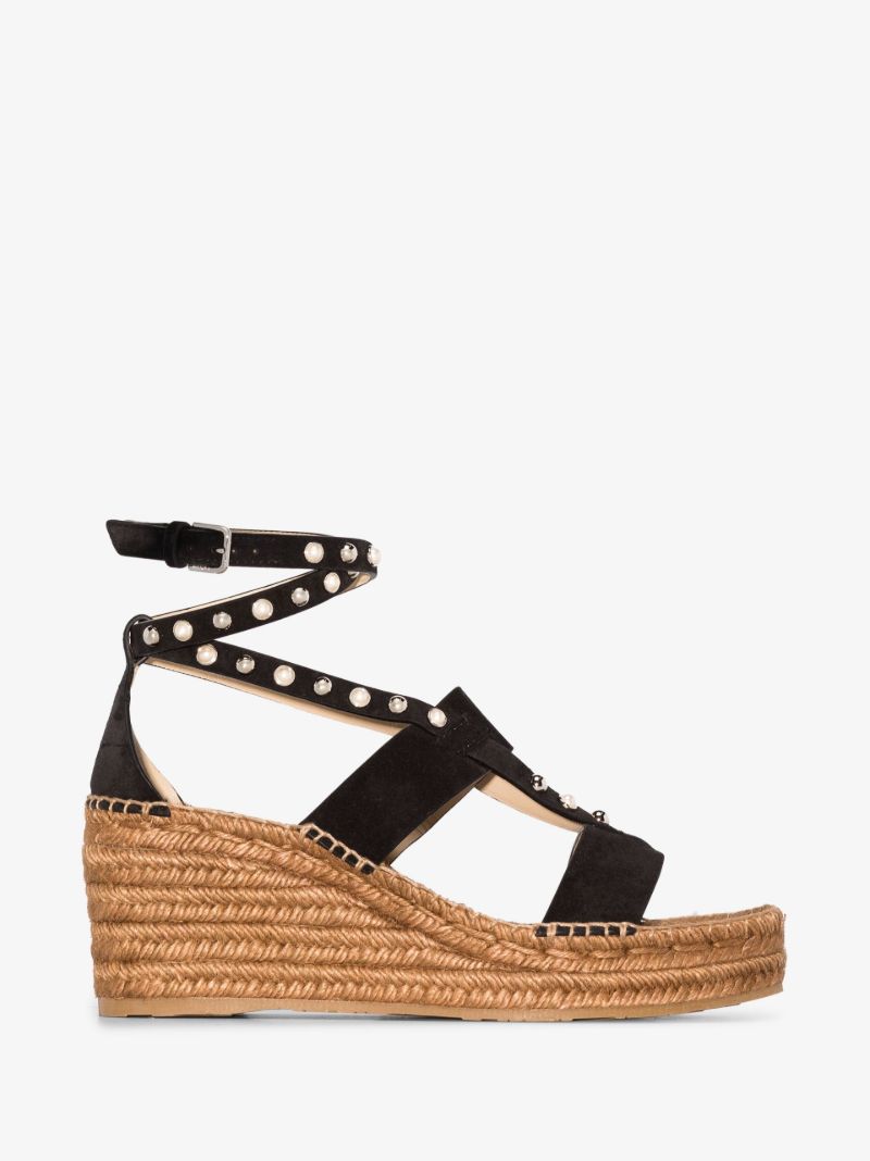 Black Danica 80 Suede Wedge Sandals