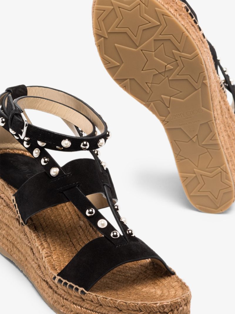 Black Danica 80 Suede Wedge Sandals