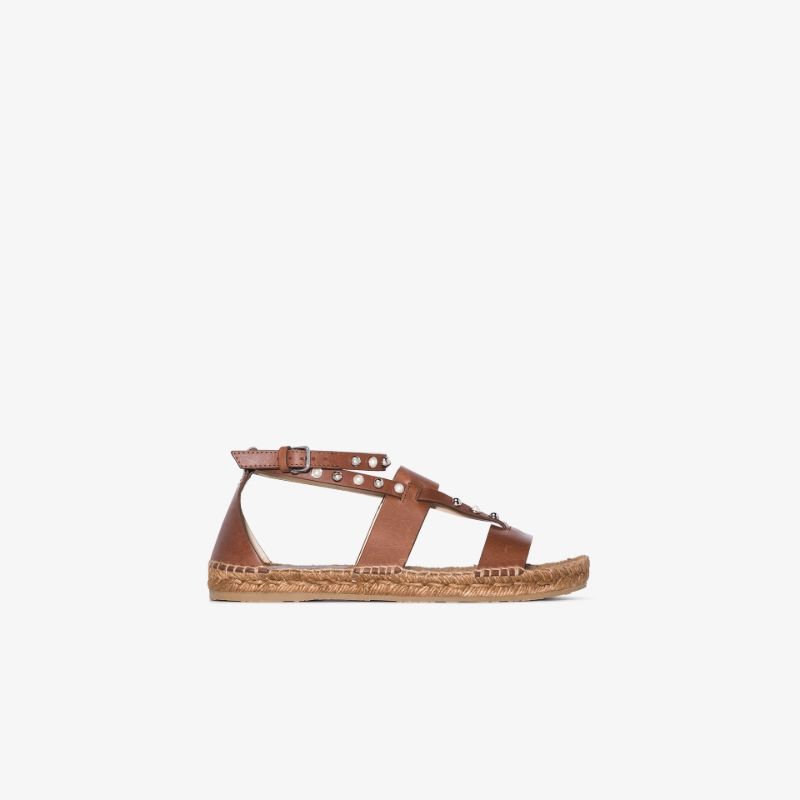 Brown Denise Studded Leather Sandals