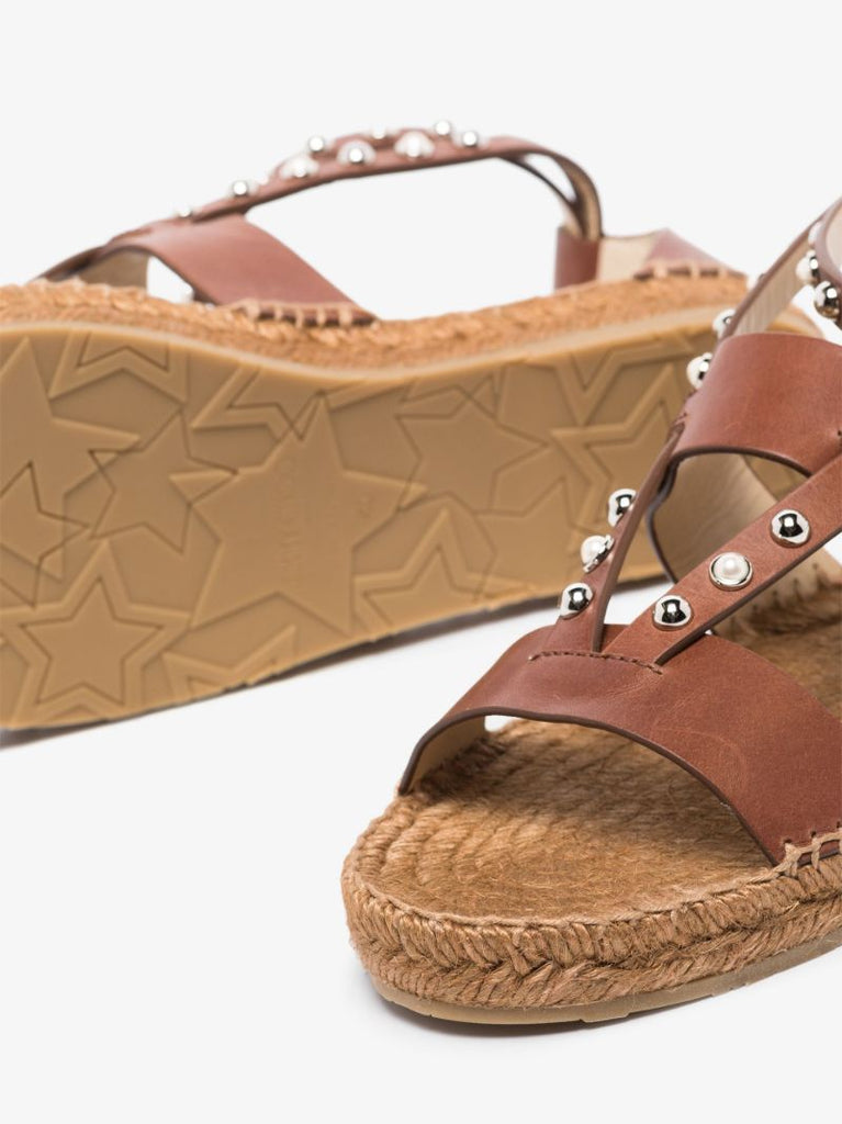 Brown Denise Studded Leather Sandals