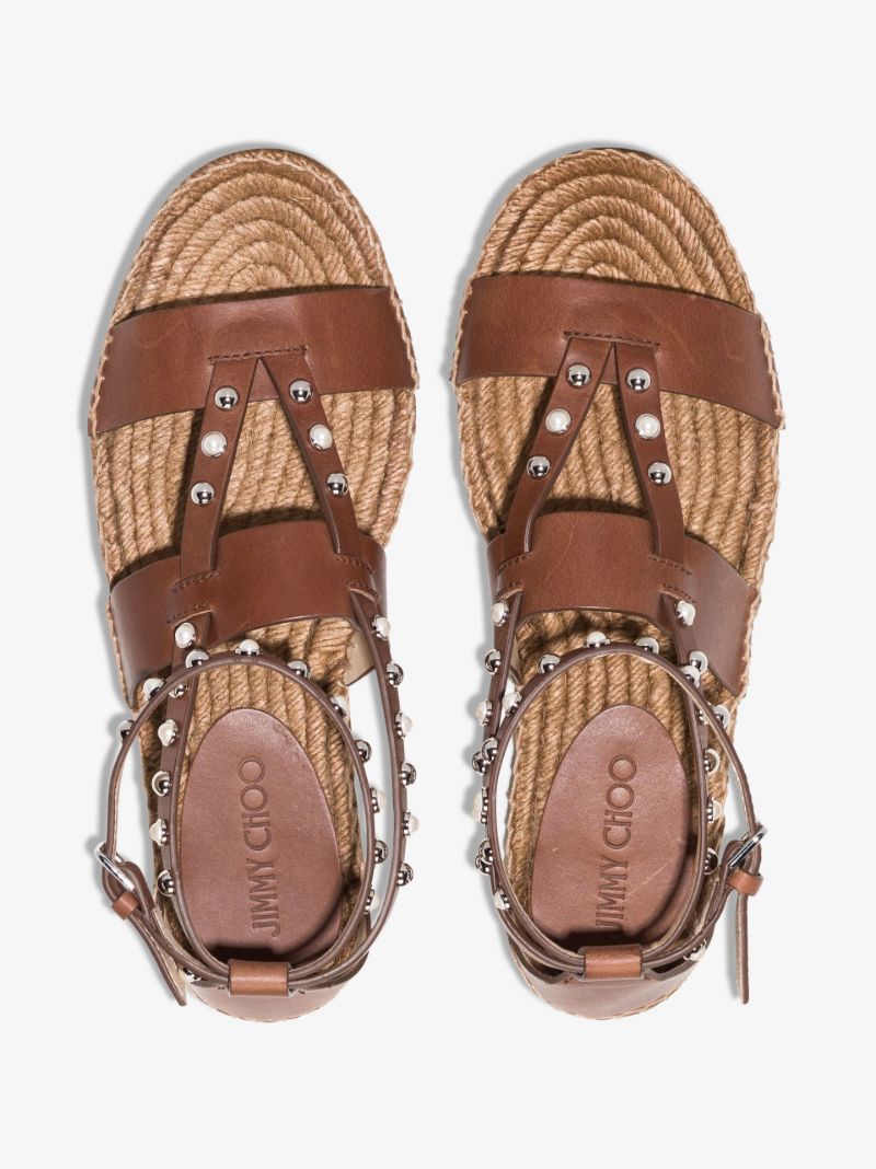 Brown Denise Studded Leather Sandals