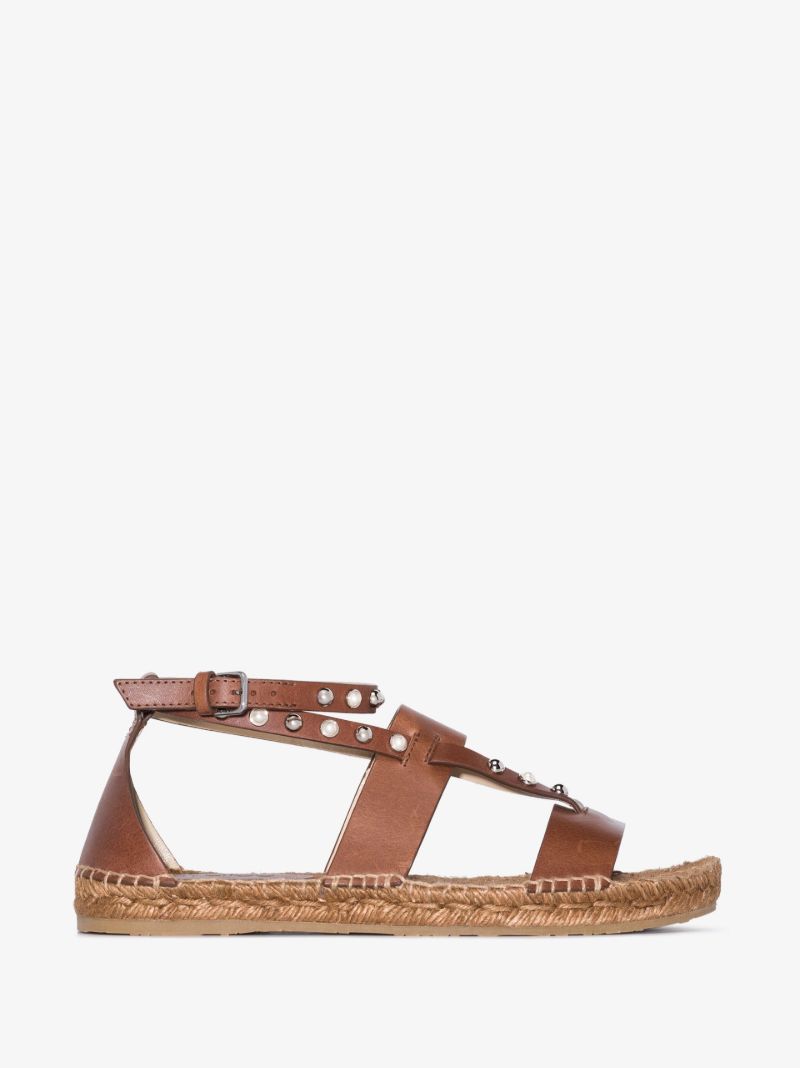 Brown Denise Studded Leather Sandals
