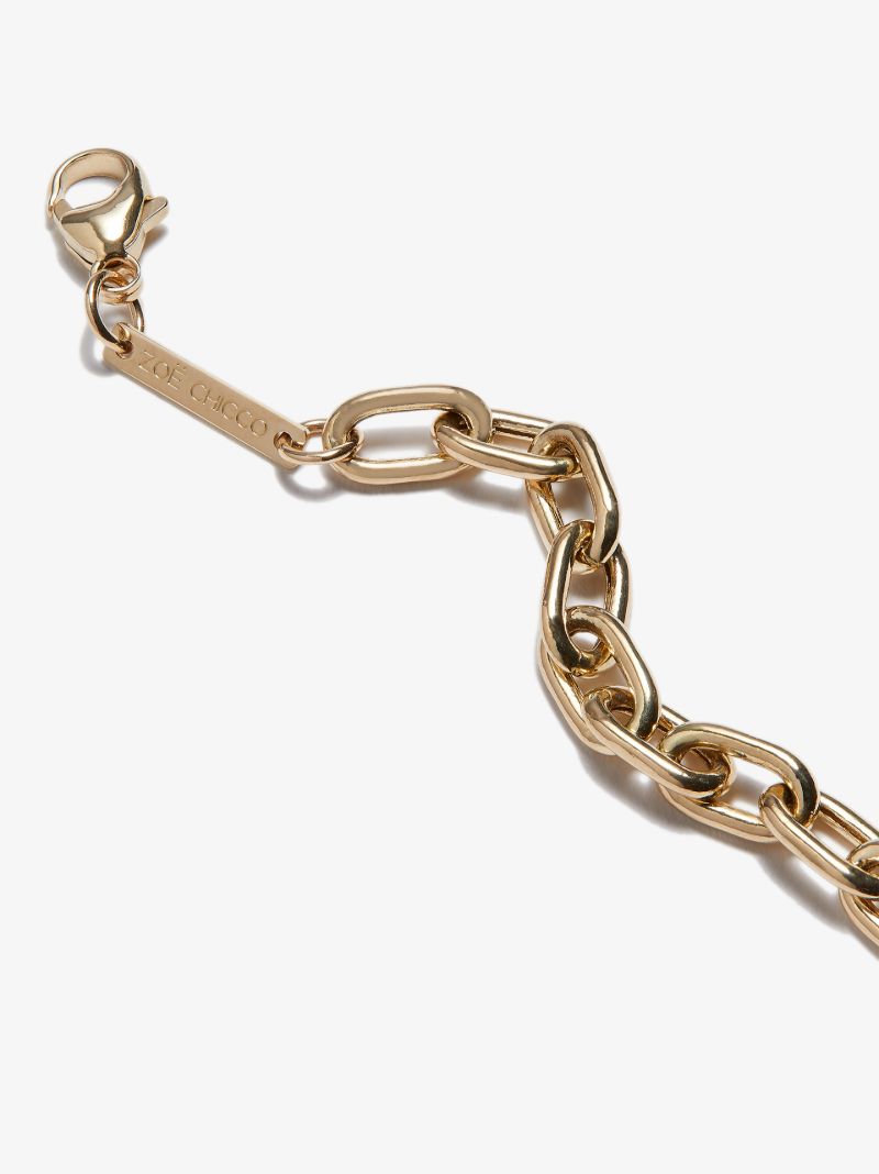 14k Yellow Gold Large Square Chain Bracelet