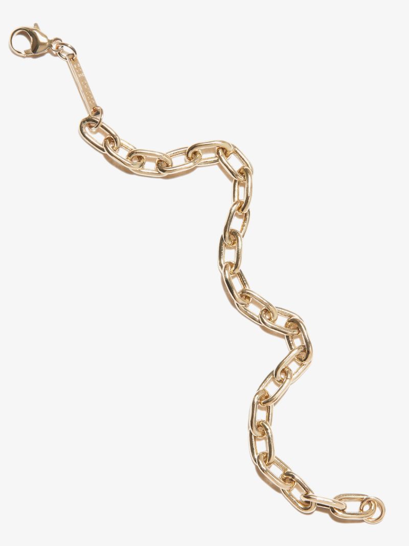14k Yellow Gold Large Square Chain Bracelet