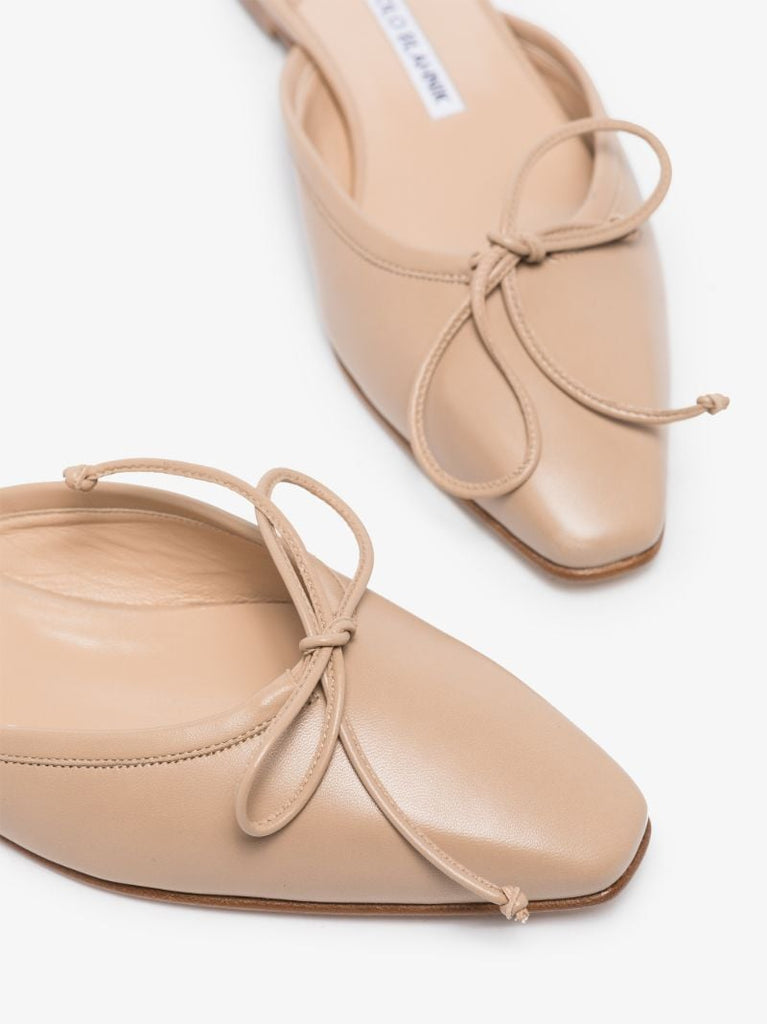 Beige Ballerimu Leather Mules