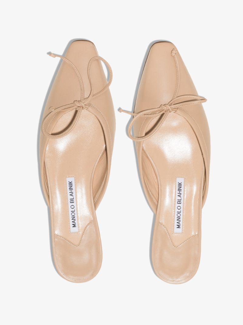 Beige Ballerimu Leather Mules