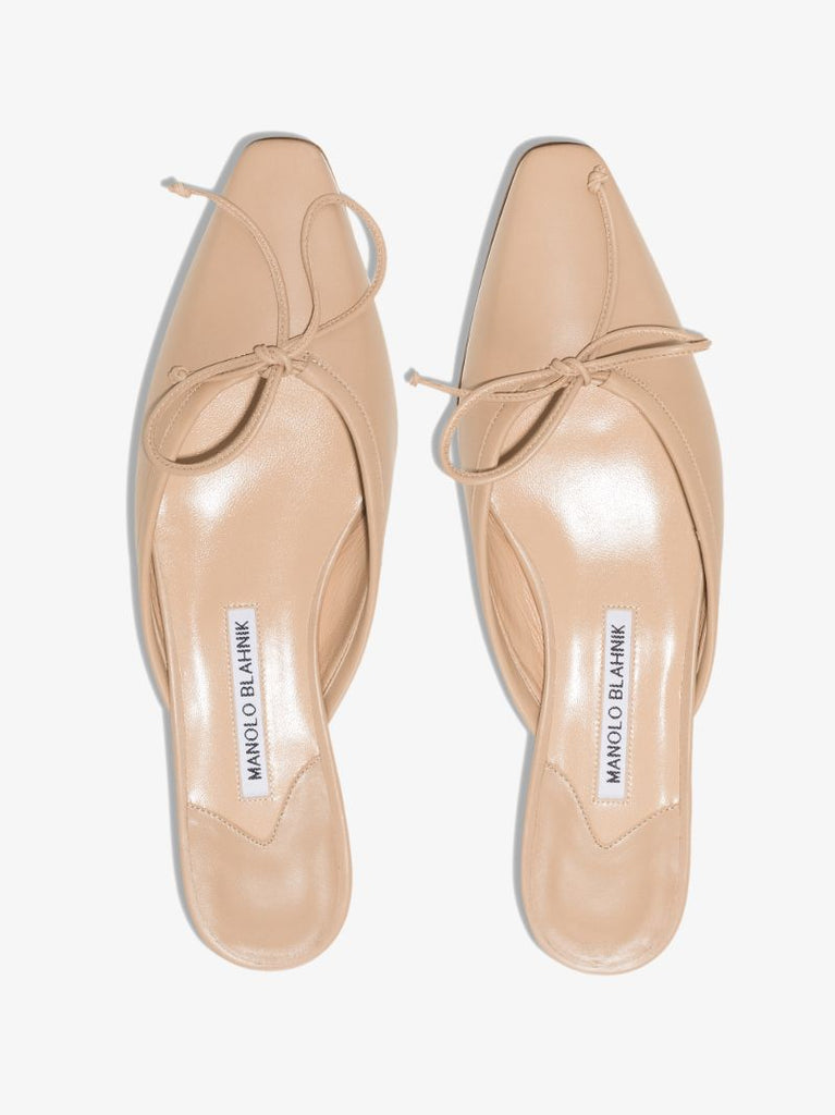 Beige Ballerimu Leather Mules