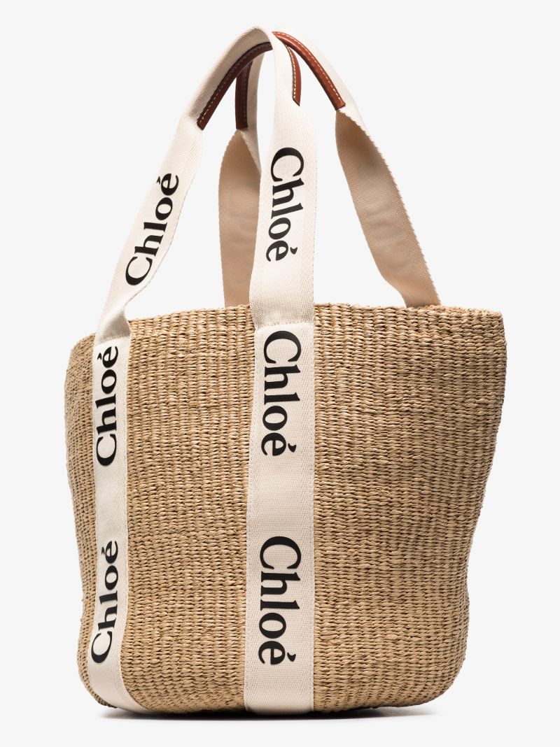 Neutral Woody Raffia Tote Bag