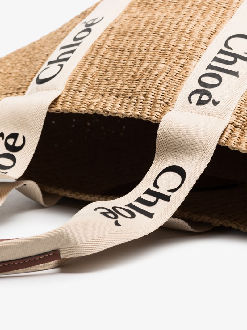 Neutral Woody Raffia Tote Bag