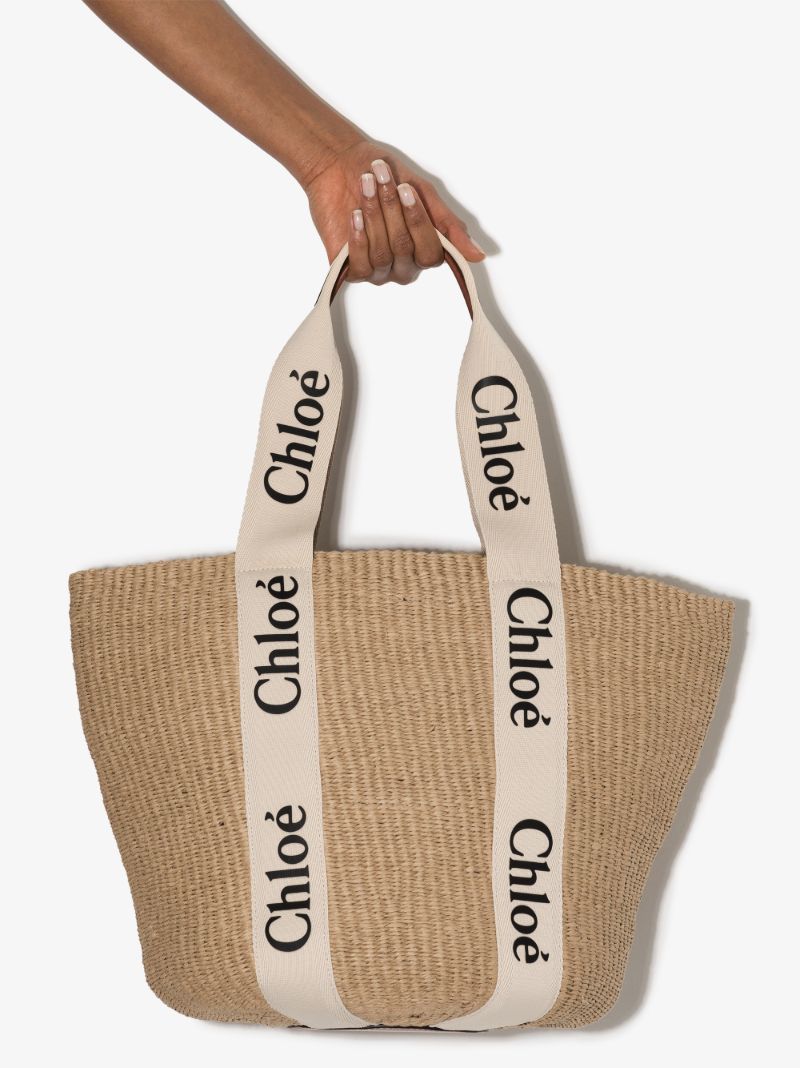 Neutral Woody Raffia Tote Bag
