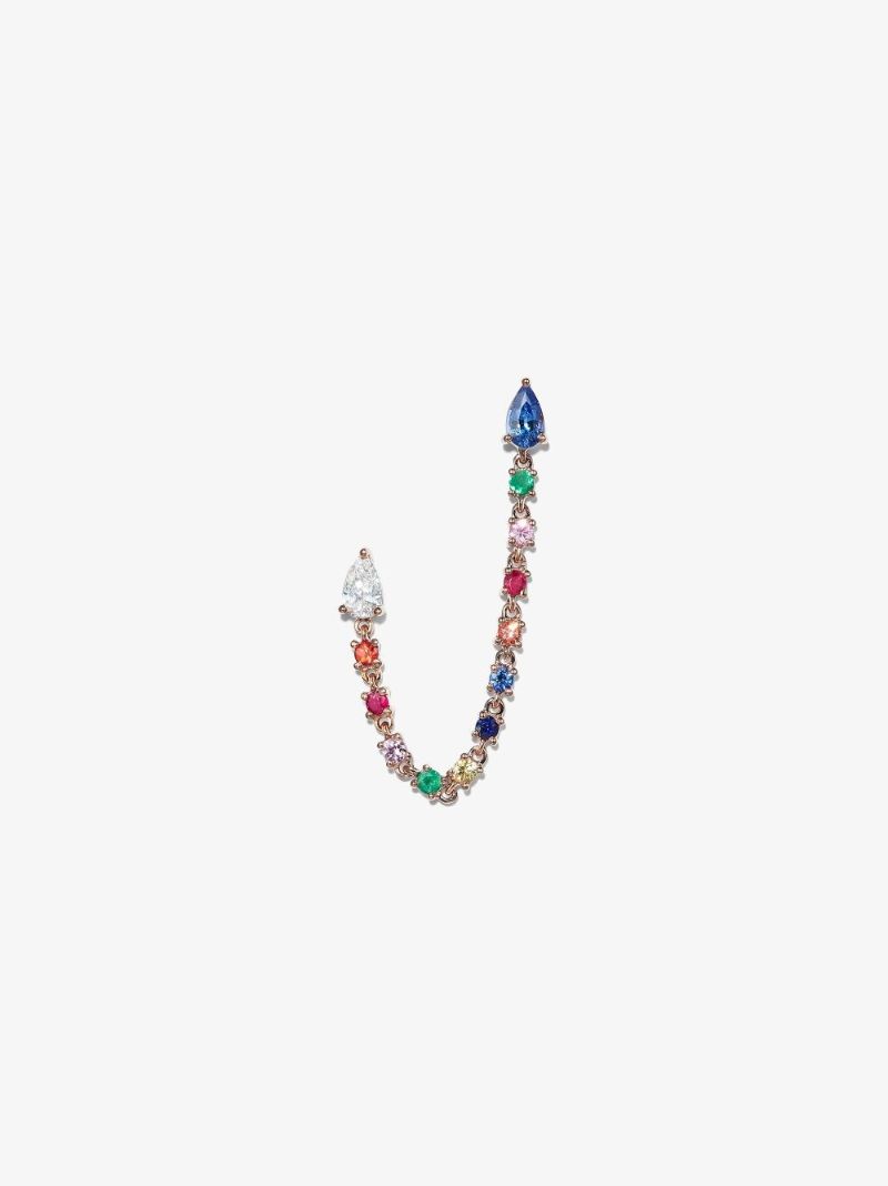18k Rose Gold Diamond and Sapphire Earring