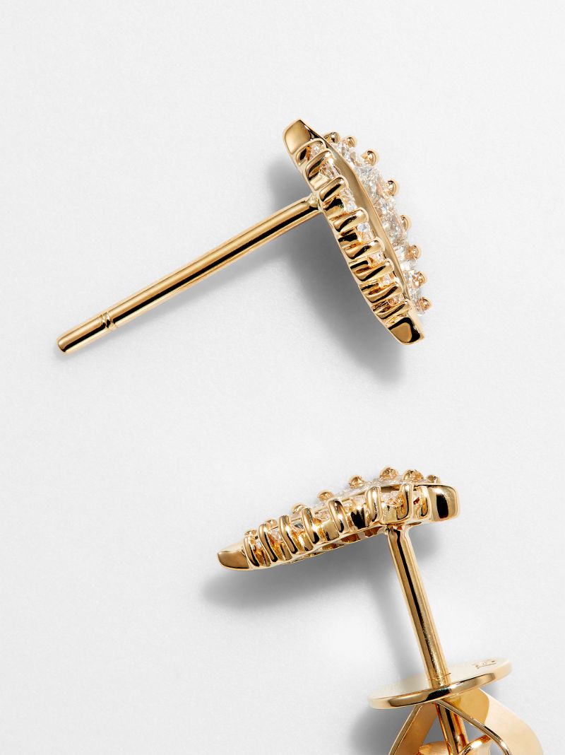 18k Yellow Gold Small Palm Leaf Diamond Earrings