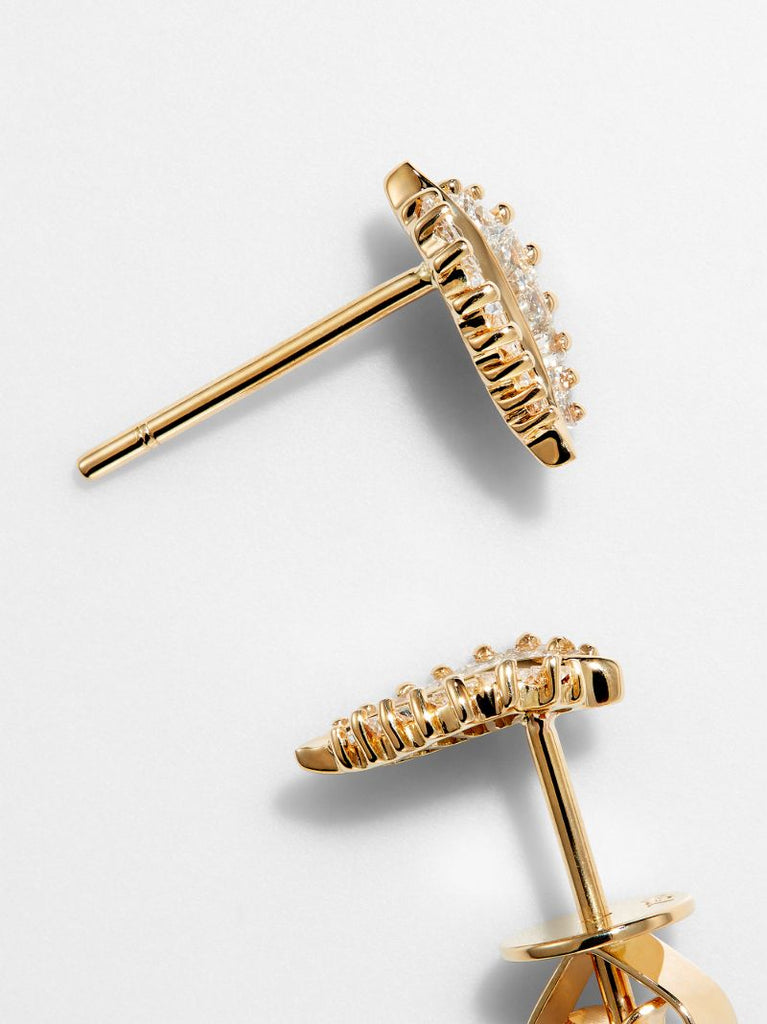 18k Yellow Gold Small Palm Leaf Diamond Earrings