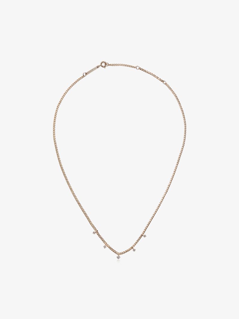 14k Yellow Gold Dangling Diamond Necklace