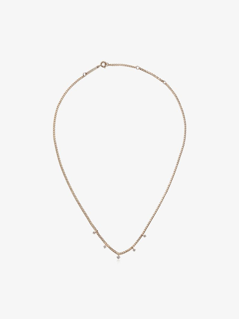 14k Yellow Gold Dangling Diamond Necklace