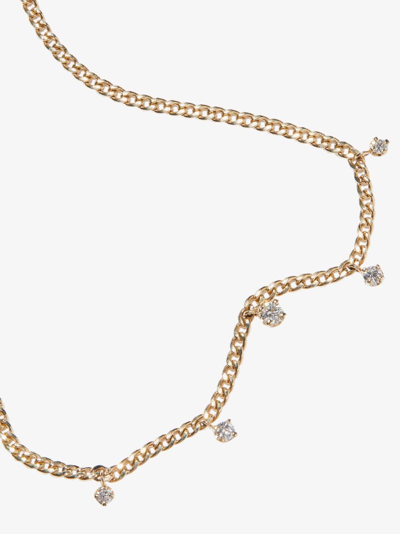 14k Yellow Gold Dangling Diamond Necklace