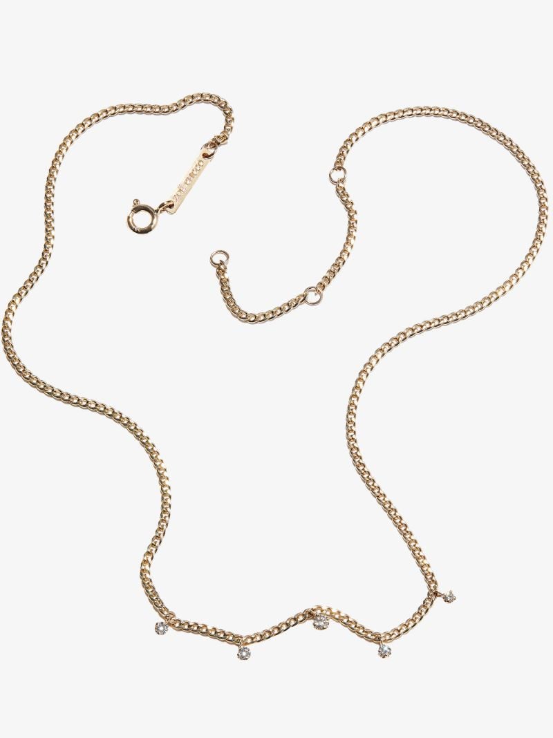 14k Yellow Gold Dangling Diamond Necklace