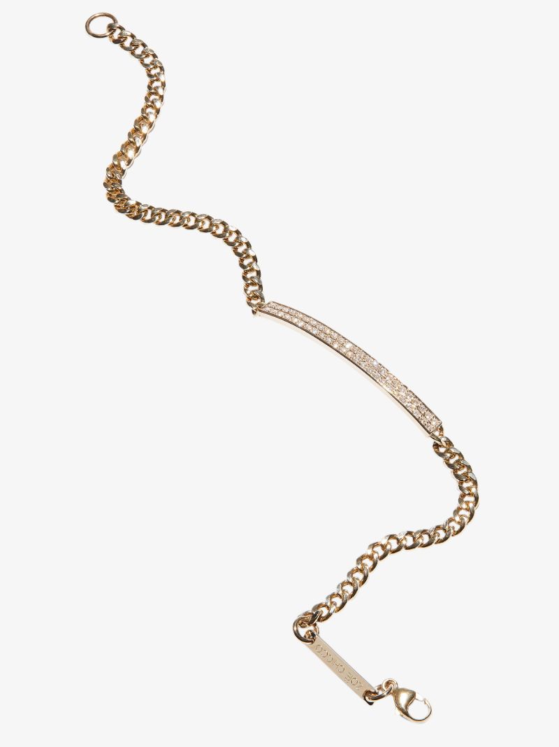 14k Yellow Gold Small Curb Chain Diamond Bracelet