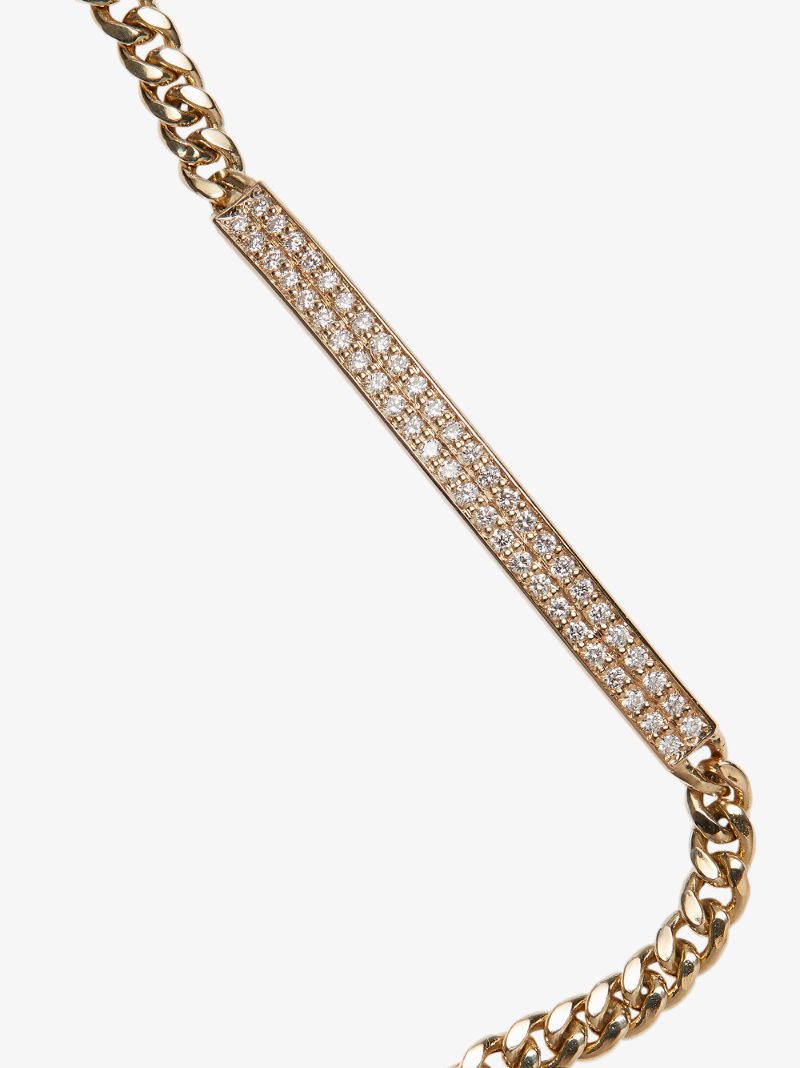 14k Yellow Gold Small Curb Chain Diamond Bracelet