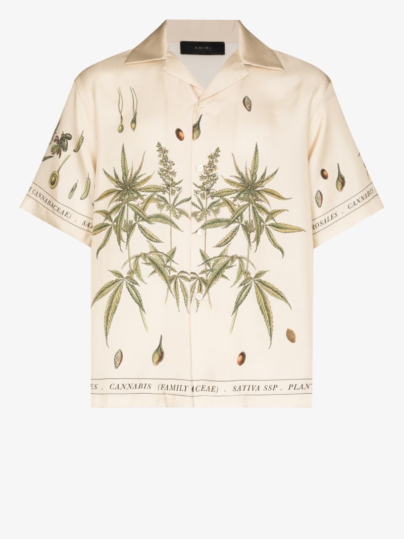 Botanical Leaves Silk Shirt