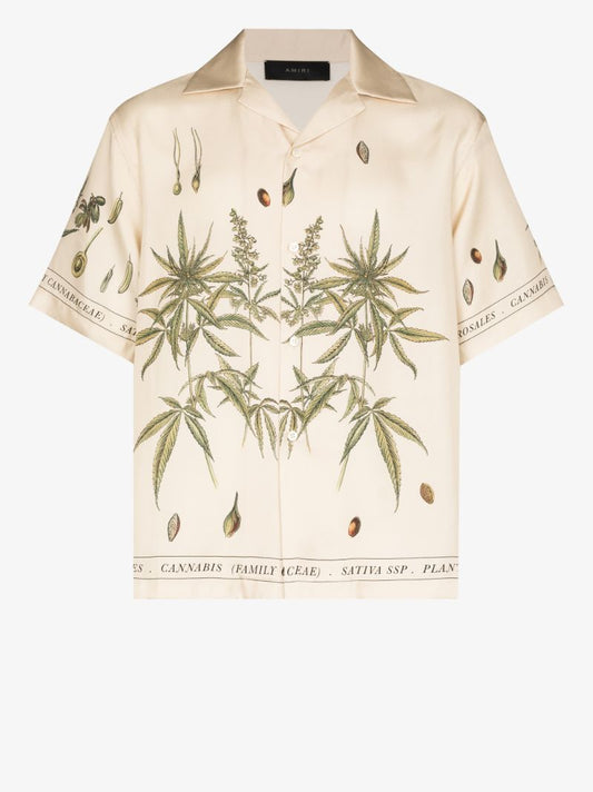 Botanical Leaves Silk Shirt