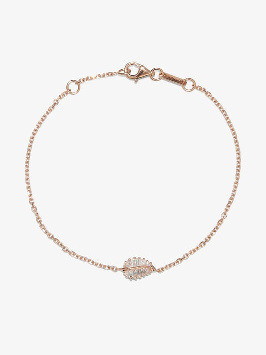 18k Rose Gold Small Palm Leaf Diamond Bracelet