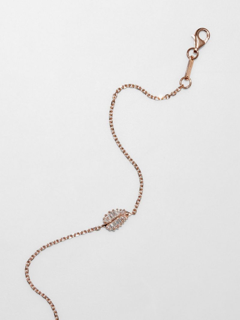 18k Rose Gold Small Palm Leaf Diamond Bracelet