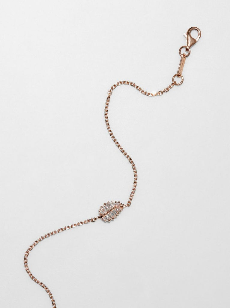 18k Rose Gold Small Palm Leaf Diamond Bracelet