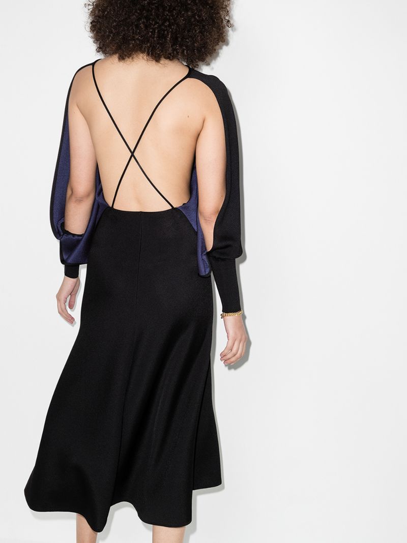 Draped Open Back Midi Dress