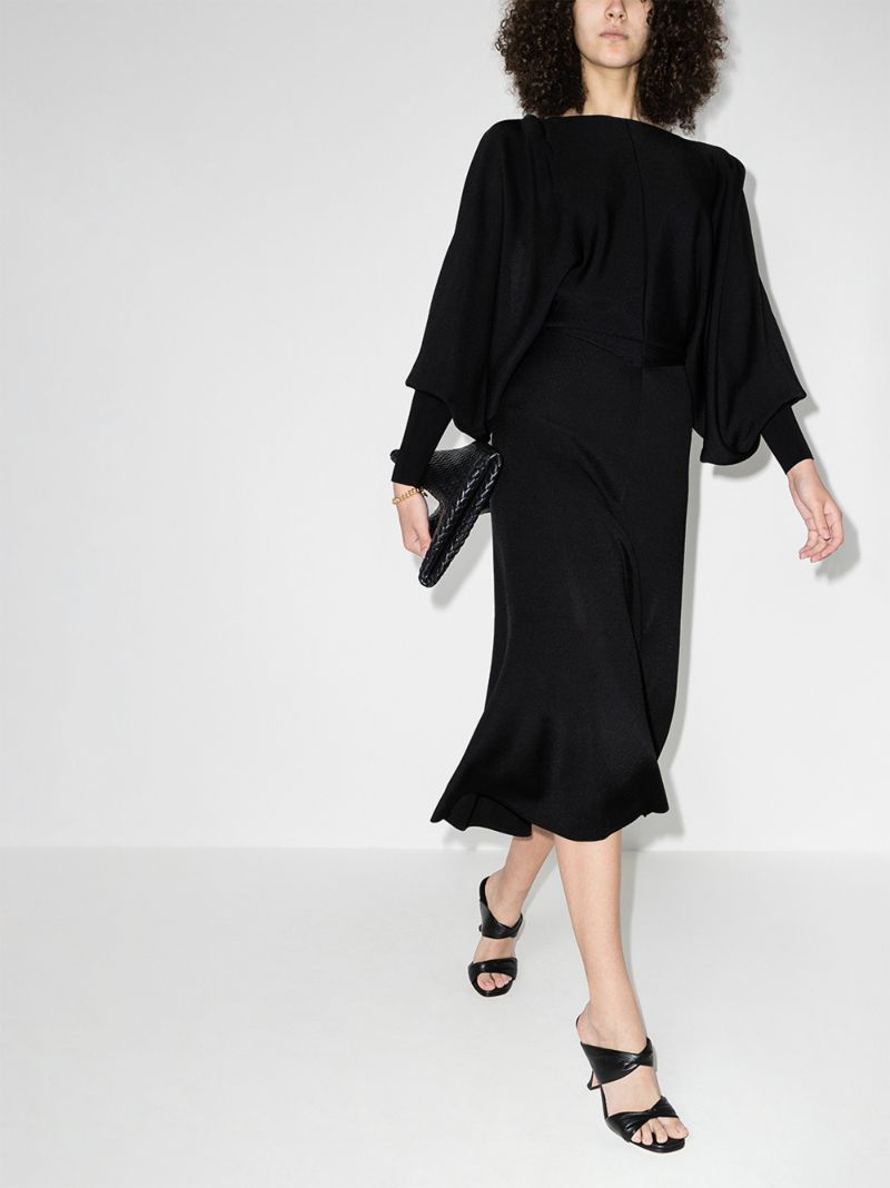 Draped Open Back Midi Dress