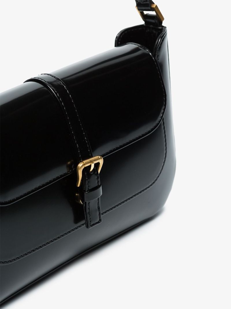 Black Miranda Patent Leather Shoulder Bag