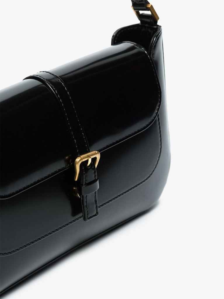 Black Miranda Patent Leather Shoulder Bag