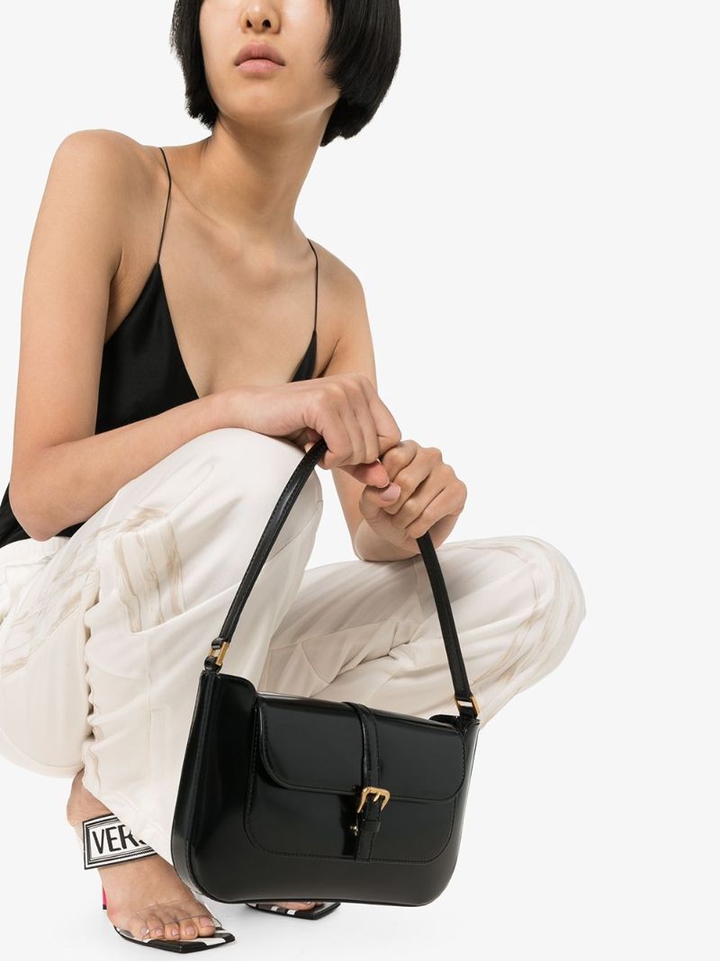 Black Miranda Patent Leather Shoulder Bag