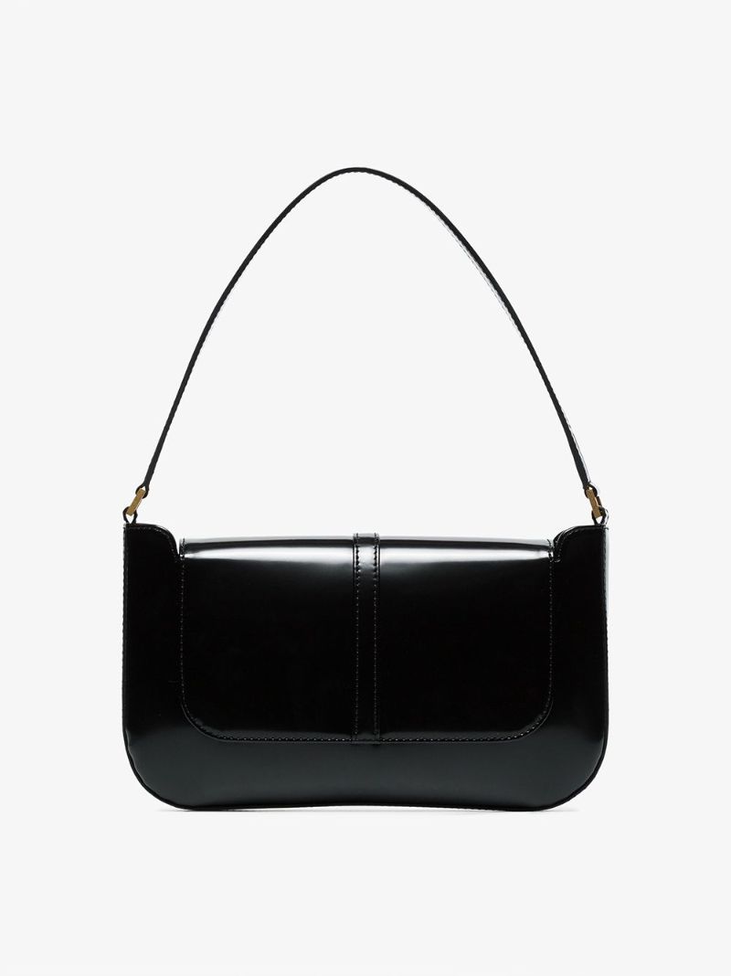 Black Miranda Patent Leather Shoulder Bag