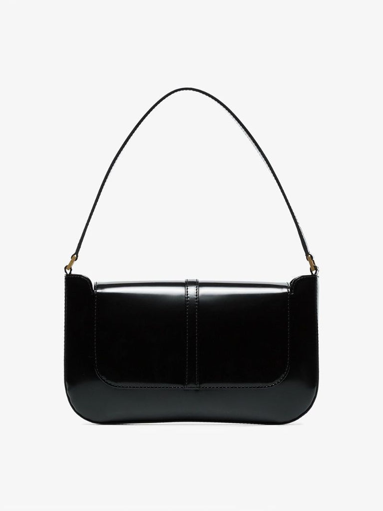 Black Miranda Patent Leather Shoulder Bag