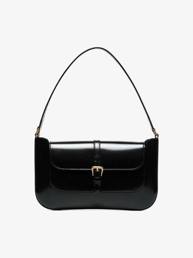 Black Miranda Patent Leather Shoulder Bag