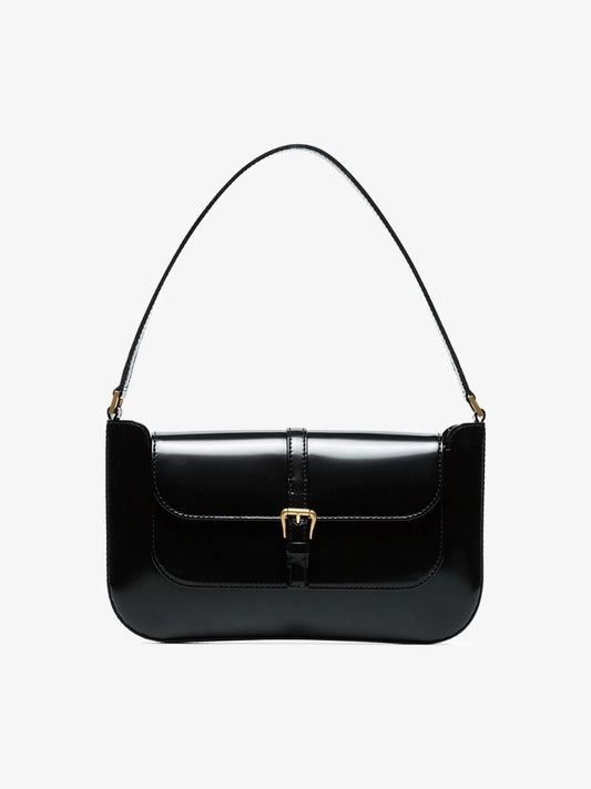 Black Miranda Patent Leather Shoulder Bag