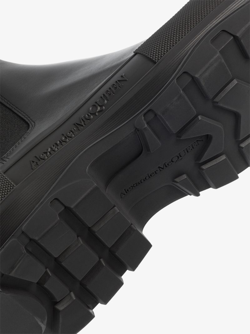 Black Tread Slick Leather Chelsea Boots